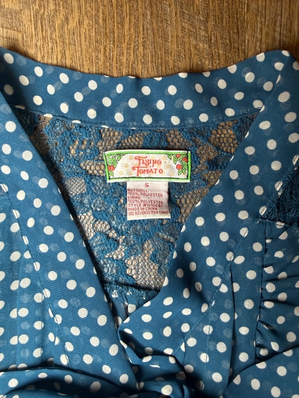 Flying Tomato Women’s Blue Polka Dot Dress Size Small - Picture 4 of 14